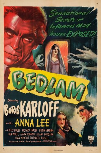 340. One Sheet (27" x 41"); Style A; Very Fine- on Linen ### BEDLAM (1946)