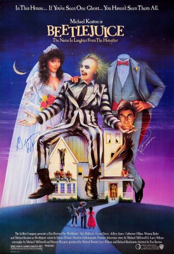 342. Full-Bleed One Sheet (27" x 40") Signed by Geena Davis and Michael Keaton (JSA COA); Near Mint Rolled ### BEETLEJUICE (1988)