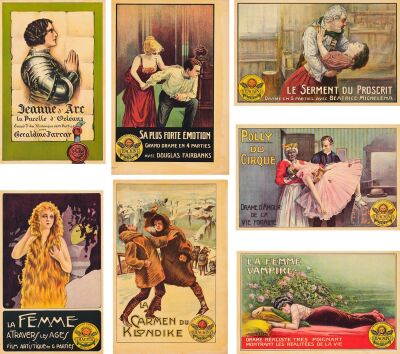 345. Belgian Posters (7); Stone Lithographs; Very Fine+ ### BELGIAN "HACKIN" SILENT FILM POSTERS (1916-1918)