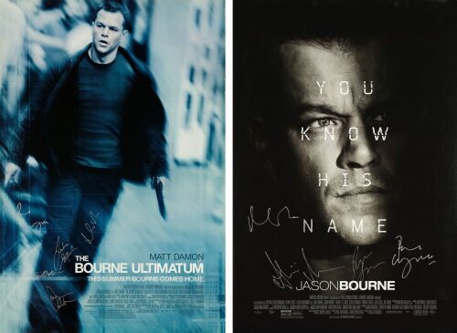366. One Sheets (2) (27" x 40") Signed by Matt Damon, Julia Stiles, Joan Allen, David Strathairn, Paul Greengrass and More (Grad Authenticated); Double-Sided; Very Fine+ Rolled ### BOURNE ULTIMATUM, THE / JASON BOURNE (2007 and 2016)
