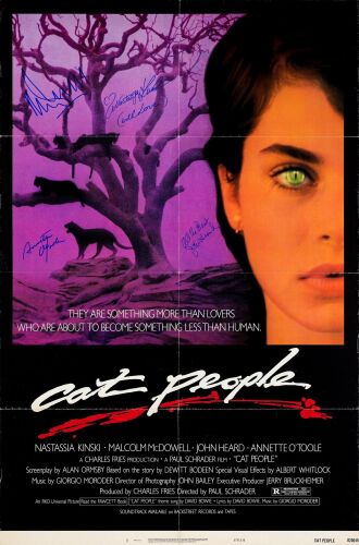 385. One Sheet (27" x 41") Signed by Nastassja Kinski, Malcolm McDowell, John Heard and Annette O'Toole (JSA COA); Style B; Very Fine Folded ### CAT PEOPLE (1982)