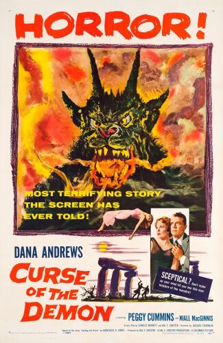 408. One Sheet (27" x 41.5"); Very Fine on Linen ### CURSE OF THE DEMON (1957)