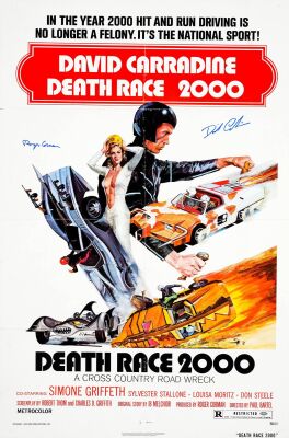 418. One Sheet (27" x 41") Signed by David Carradine and Roger Corman (Producer) (JSA COA); Very Fine Folded ### DEATH RACE 2000 (1975)