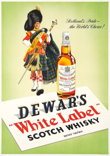 423. Advertising Poster (35.5" x 50"); The Collection of the Late J. Stephen Ryan; Very Fine Rolled ### DEWAR'S WHITE LABEL SCOTCH WHISKY (c.1953)