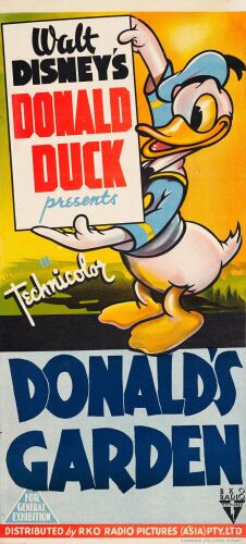 429. Australian Daybill (13" x 30"); Hand Lithograph; Very Fine+ on Linen ### DONALD DUCK IN DONALD'S GARDEN (1942)