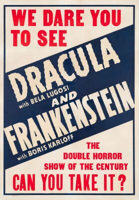 432. One Sheet (28.5" x 40.75"); Fine on Linen ### DRACULA / FRANKENSTEIN COMBO (R-1938)
