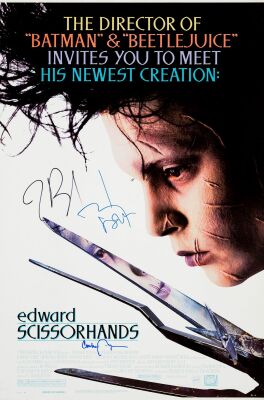 439. One Sheet (27" x 41") Signed by Johnny Depp, Caroline Thompson (Screenwriter) and Tim Burton (Director) (JSA COA); Very Fine+ Rolled ### EDWARD SCISSORHANDS (1990)