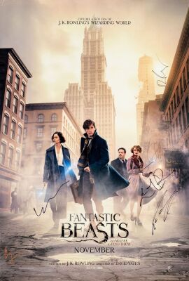 452. One Sheet (27" x 40") Signed by Eddie Redmayne, Colin Farrell, Dan Fogler, Katherine Waterston, Alison Sudol and Ezra Miller (JSA COA); Double-Sided Advance; Very Fine Rolled ### FANTASTIC BEASTS AND WHERE TO FIND THEM (2016)