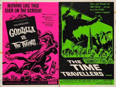 493. British Quad (40" x 30"); Day-Glo Style; Fine- Folded ### GODZILLA VS. THE THING / THE TIME TRAVELERS COMBO (R-1965)