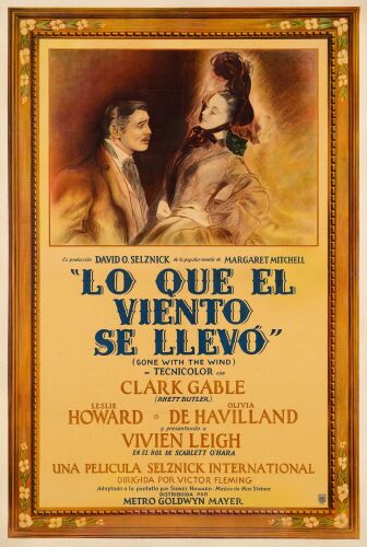 495. Argentinian One Sheet (28.5" x 43"); The Collection of the Late J. Stephen Ryan; Very Fine- on Linen ### GONE WITH THE WIND (1940)