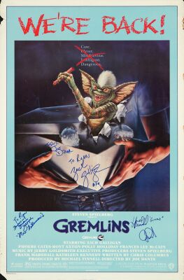 507. One Sheet (27" x 41") Signed by Joe Dante, Zach Galligan, Jackie Joseph & Howie Mandel (JSA COA); Fine- Rolled ### GREMLINS (R-1985)