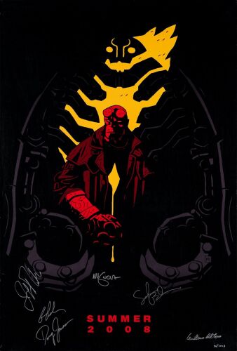 521. One Sheet (27" x 40") Signed by Ron Perlman, Selma Blair, Doug Jones, Jeffrey Tambor, Guillermo del Toro (Director) and Mike Mignola (Artist) (JSA COA); 2008 San Diego Comic-Con Limited Edition # ### HELLBOY II: THE GOLDEN ARMY (2008)