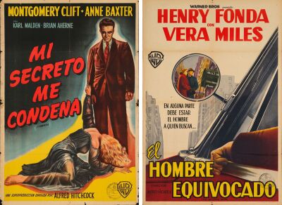 534. Argentinian One Sheets (2) (29" x 43"); The Collection of the Late J. Stephen Ryan; Stone Lithographs; Very Fine- Folded ### I CONFESS / THE WRONG MAN (1953, 1956)