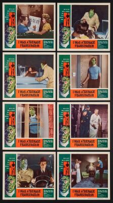 537. Lobby Card Set (8) (11" x 14"); Very Fine+ ### I WAS A TEENAGE FRANKENSTEIN (1957)