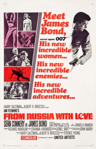 571. One Sheet (26.75" x 41.5"); Style A; Very Fine- on Linen ### JAMES BOND: FROM RUSSIA WITH LOVE (1963)