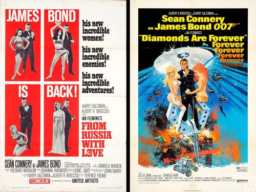 587. One Sheets (2) (27" x 41"); Style B (1); Fine+ Folded ### JAMES BOND: FROM RUSSIA WITH LOVE / DIAMONDS ARE FOREVER (1963, 1971)