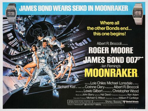 594. Full-Bleed British Quad (40" x 30"); Country-of-Origin, Seiko Style; Very Fine+ on Linen ### JAMES BOND: MOONRAKER (1979)