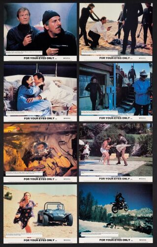 599. French Lobby Card Set (18) With Envelope, British FOH Set (8) With Envelope (8.5" x 10.75" (18), 8" x 10" (8); Country-of-Origin (9); Very Fine+ ### JAMES BOND: FOR YOUR EYES ONLY (1981)