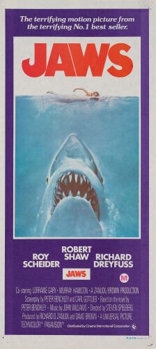 606. Australian Daybill (13" x 30"); Very Fine- Folded ### JAWS (1975)