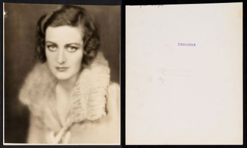 617. Trimmed Vintage Original B&W Double-Weight Semi-Glossy Gelatin Silver Oversized Photograph (11" x 13"); Fine+ ### JOAN CRAWFORD (1926)