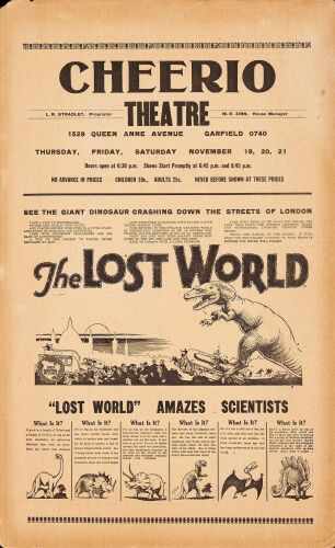 653. Window Card (14" x 22.75"); Very Fine ### THE LOST WORLD (1925)