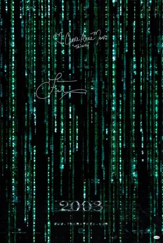 669. One Sheet (27" x 40") Signed by Carrie-Anne Moss and Laurence Fishburne (JSA COA); Holofoil Advance; Very Fine Rolled ### THE MATRIX RELOADED (2003)