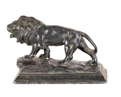 673. Solid Bronze Paperweight (4" x 5" x 2"); Very Fine+ ### METRO-GOLDWYN-MAYER PAPERWEIGHT (c.1930s)