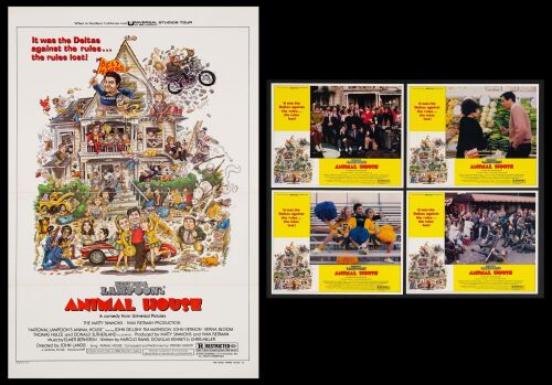 696. One Sheet and Lobby Card Set (4) (27" x 41", 11" x 14"); The Collection of the Late J. Stephen Ryan; Style B; Very Fine+ on Linen ### NATIONAL LAMPOON'S ANIMAL HOUSE (1978)