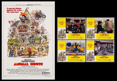 696. One Sheet and Lobby Card Set (4) (27" x 41", 11" x 14"); The Collection of the Late J. Stephen Ryan; Style B; Very Fine+ on Linen ### NATIONAL LAMPOON'S ANIMAL HOUSE (1978)