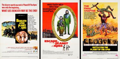 747. One Sheets (3) (27" x 41"); Near Mint Tri-Folded ### PLANET OF THE APES: BENEATH THE PLANET OF THE APES / ESCAPE FROM THE PLANET OF THE APES / BATTLE FOR THE PLANET OF THE APES (1970, 1971, 1973)