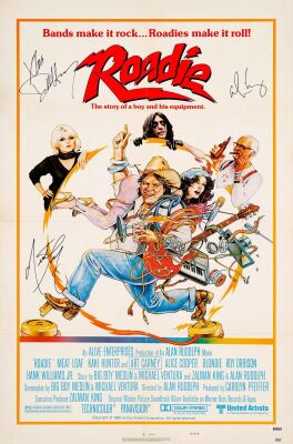 775. One Sheet (27" x 41") Signed by Meatloaf, Deborah Harry and Alice Cooper (JSA COA); Style B; Very Fine+ Folded ### ROADIE (1980)