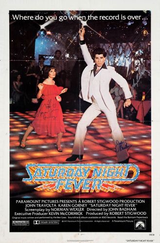 789. One Sheet (27" x 41") Signed by John Travolta, Karen Lynn Gorney and John Badham (Director) (JSA COA); R-Rated Style; Very Good+ Folded ### SATURDAY NIGHT FEVER (1977)