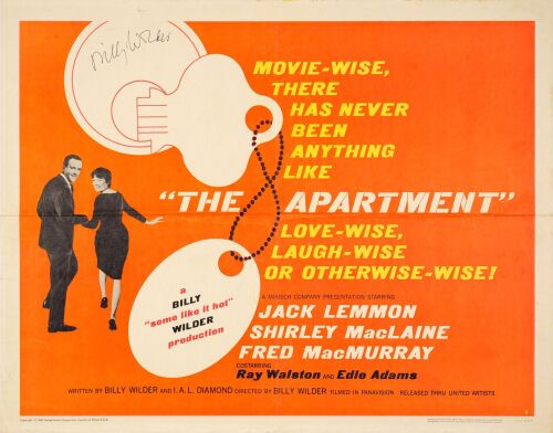 316. Half Sheet (22" x 28") Signed by Billy Wilder (JSA COA); Style B; Very Fine Folded ### THE APARTMENT (1960)