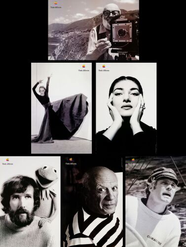 317. "Think Different" Commercial Posters (6) (24" x 36"); Featuring Ansel Adams, Jim Henson, Ted Turner, Pablo Picasso, Maria Callas and Martha Graham; Very Fine Rolled ### APPLE, INC. (1997-1998)