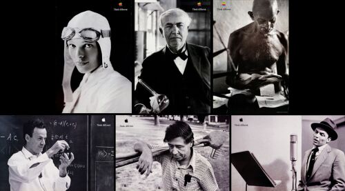 319. "Think Different" Commercial Posters (6) (24" x 36"); Featuring Richard Feynman, Frank Sinatra, Amelia Earhart, Mahatma Gandhi, Thomas Edison and Cesar Chavez; Very Fine Rolled ### APPLE, INC. (1997-1998)
