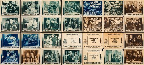 806. Title Lobby Cards & Lobby Cards (28) (11" x 14"); Chapters 1, 4, 7, 10 and Others; Very Fine- ### SILENT SERIAL: BLAKE OF SCOTLAND YARD (1927)