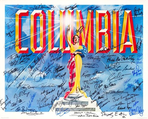 875. Promotional Poster (30" x 24") Signed by Tippi Hedren, Debbie Reynolds, Billy Dee Williams, Mickey Rooney, Gene Autry, Dean Stockwell, Terry Moore, Jane Wyatt, Penny Singleton, Shirley Jones, Geo ### THE STARS OF COLUMBIA PICTURES (1982)