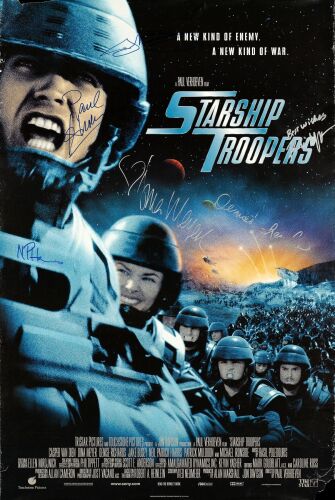 876. One Sheet (26.5" x 39.5") Signed by Paul Verhoeven, Denise Richards, Dina Meyer, Neil Patrick Harris, Jake Busey & Patrick Muldoon (JSA COA); Double-Sided; Fine Rolled ### STARSHIP TROOPERS (1997)