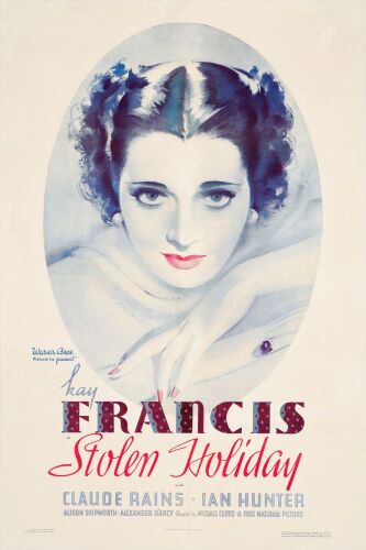 877. One Sheet (27.5" x 41"); Very Fine- on Linen ### STOLEN HOLIDAY (1937)
