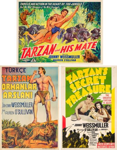 891. British Quad, Turkish Poster & One Sheet (40" x 30", 27" x 41", 27.5" x 39.25"); The Bradleigh Vinson Collection; Stone Lithograph (1); Very Fine- on Linen ### TARZAN AND HIS MATE [1932] AND OTHER POSTERS [3] (1948 - 1952)