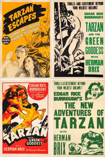 897. One Sheets (4) (28" x 42", 27" x 41"); The Bradleigh Vinson Collection; Stone Lithograph (1); Fine+ on Linen ### TARZAN AND THE GREEN GODDESS [1937] AND OTHERS ONE SHEETS [4] (1935 - 1937)