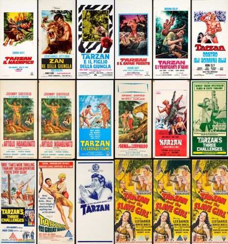 910. Italian Locandinas (11), Australian Daybills (7) (13" x 27.5", 13" x 30", 13" x 27"); The Bradleigh Vinson Collection; Hand Lithographs (6); Very Fine- Folded ### TARZAN FRANCHISE - AUSTRALIAN AND ITALIAN POSTERS