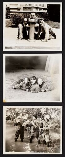 933. Vintage Original B&W Single-Weight Gelatin Silver Glossy Photographs (3) (8" x 10"); Very Fine+ ### THREE STOOGES FRANCHISE (1937-1939)