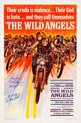 972. One Sheet (27" x 41") Signed by Peter Fonda, Bruce Dern, Diane Ladd and Roger Corman (Producer/Director) (JSA COA); Very Fine+ Folded ### THE WILD ANGELS (1966)