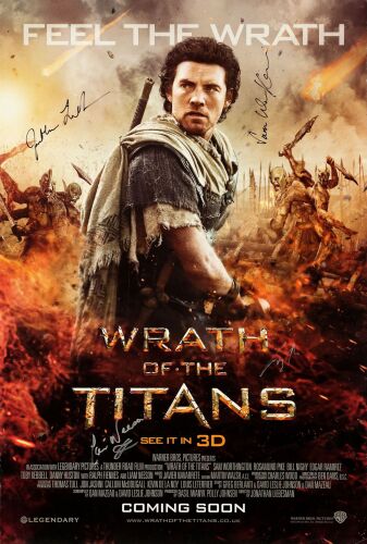 982. One Sheet (27" x 40") Signed by Liam Neeson, Sam Worthington, Tony Kebbel and Jonathan Lieberson (Grad Authenticated); Double-Sided; Very Fine+ Rolled ### WRATH OF THE TITANS (2012)