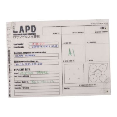 10. K's (Ryan Gosling) Hand-Marked "Morton, Sapper" LAPD Notepad Transparency ### BLADE RUNNER 2049 (2017)