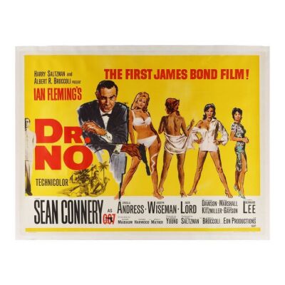 Lot # 1. British Quad, 1962; 40" x 30"; Fine+; Linen-Backed ### JAMES BOND: DR. NO (1962)