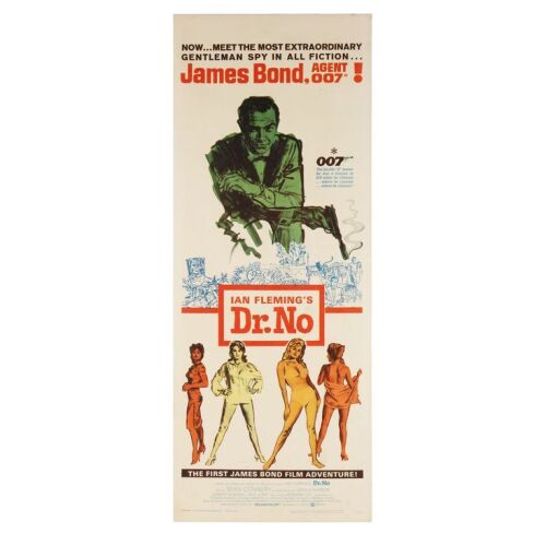 Lot # 5. US Insert, 1962; 14" x 36"; Very Fine+; Linen-Backed ### JAMES BOND: DR. NO (1962)