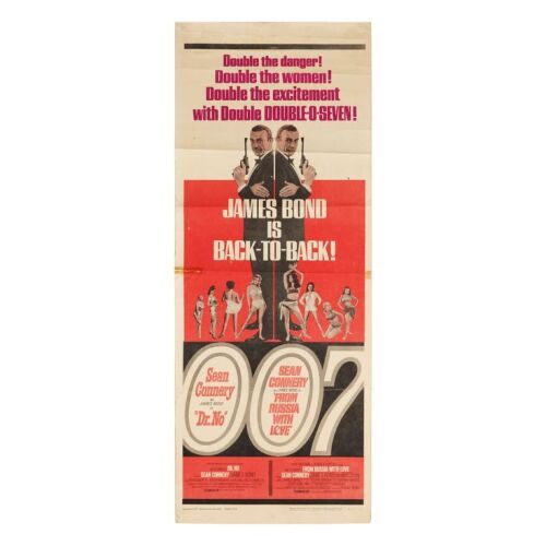 Lot # 10. US Double-Bill Insert, R-1965; 14" x 36"; Very Good+; Folded ### JAMES BOND: DR. NO (1962) / FROM RUSSIA WITH LOVE (1963)