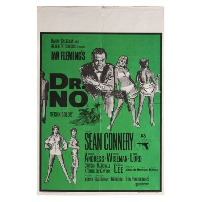 Lot # 12. British Double-Crown, R-1968; 20" x 30"; Very Fine-; Folded ### JAMES BOND: DR. NO (1962)